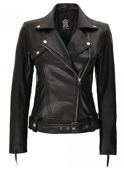 Connecticut Women's Asymmetrical Black Leather Biker Jacket