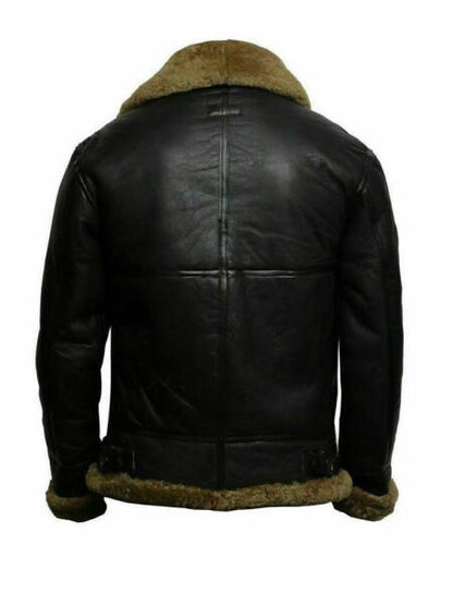 Original Mens Leather Bomber Jacket With Fur Collar