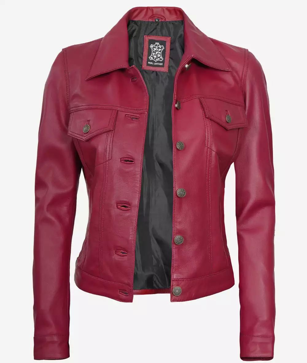 Women's Stylish Moto Trucker Biker Bomber Genuine Lambskin Leather Jacket